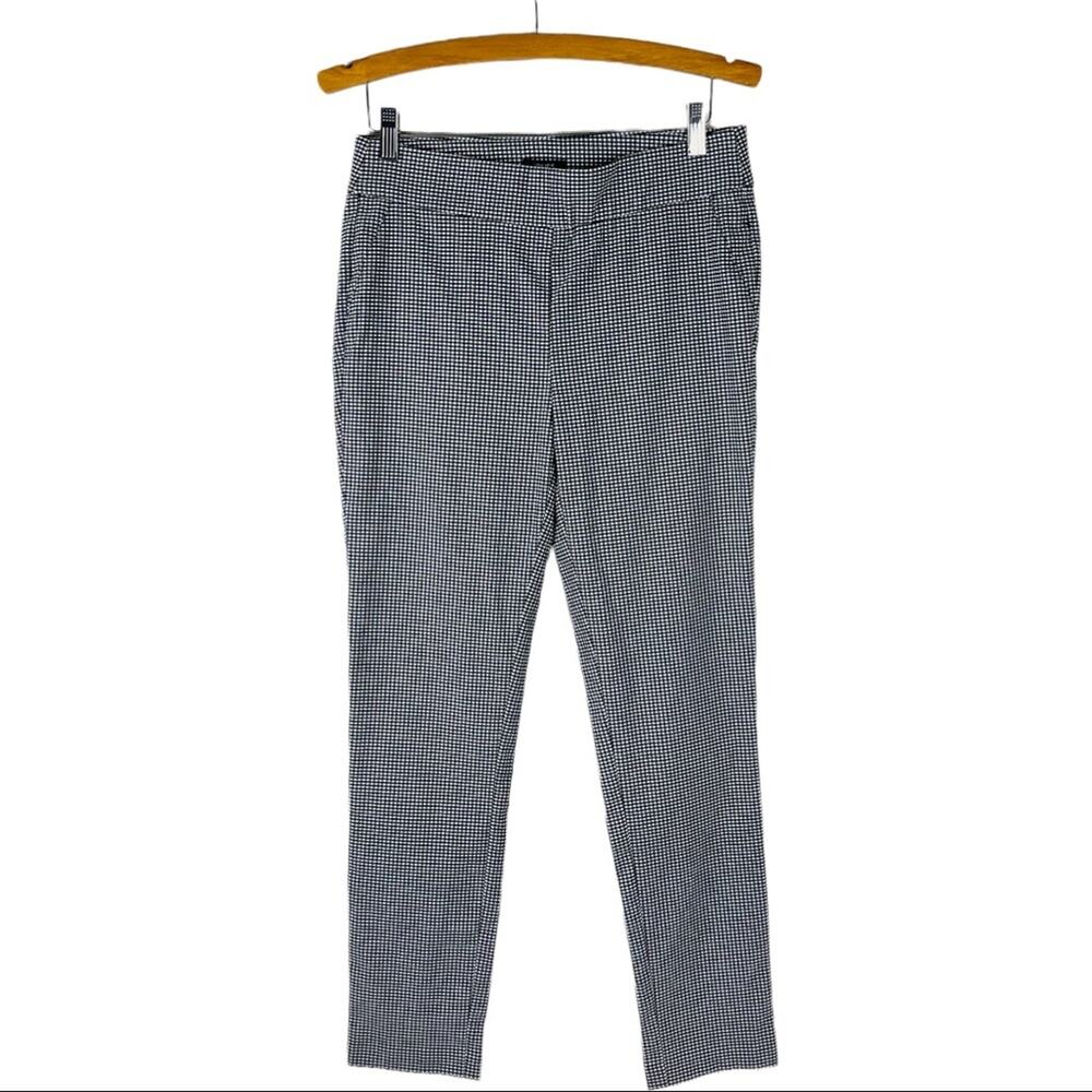 NWT Jones NY black white check high waisted preppy office skinny ankle pants 8